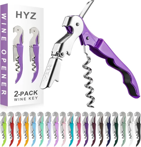 Miniatura 12 de HYZ Paquete de 2 sacacorchos para camarero, llave de vino profesional para servidores, camarero con cortador de lámina, abridor manual de botellas