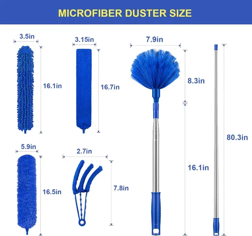 Miniatura 6 de Plumeros para limpieza, plumero Newliton con poste de extensión, plumero de microfibra para ventilador de techo y telarañas, plumero largo