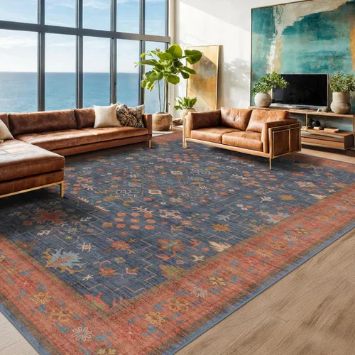 Miniatura 112 de Alfombra Boho Negra para Sala de Estar - Alfombra de Área Lavable de 10x14 Pies, Alfombras de Comedor para Debajo de la Mesa, Alfombra Suave de Pelo