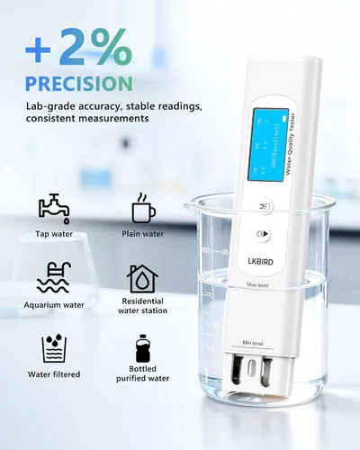 Miniatura 5 de Probador de agua inteligente 6 en 1 para agua potable con monitoreo de aplicación, kit de prueba digital de agua para medidor TDS, EC, temperatura