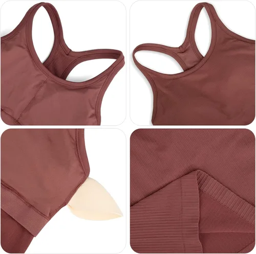 Miniatura 100 de sphinx cat - Camiseta corta de entrenamiento para mujer, camiseta sin mangas, acanalada, con espalda cruzada y brasier integrado