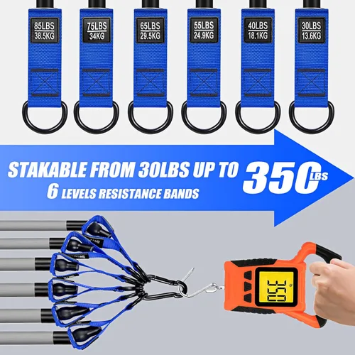 Miniatura 3 de WOQQW Bandas de resistencia pesada para entrenamiento, bandas de ejercicio de 350 libras/450 libras con asas, juego de bandas de entrenamiento