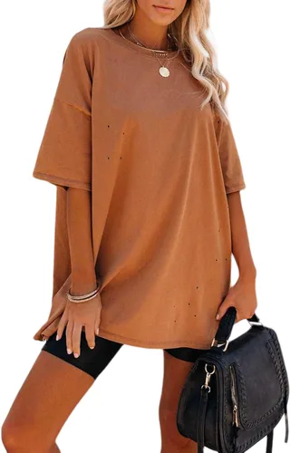 Miniatura 3 de Remidoo Camiseta casual de manga corta con cuello redondo y manga corta para mujer