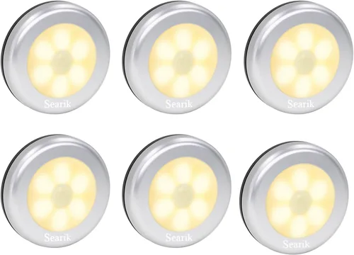 Miniatura 7 de 3 piezas de luz con sensor de movimiento para interiores, Searik luz nocturna LED magnética alimentada por batería, luces para escalones, luz