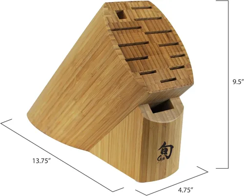 Miniatura 2 de Shun Bloque ovalado de bambú para cuchillos, soporte grande para cuchillos de 13 ranuras, hecho de bambú auténtico, almacenamiento de cocina