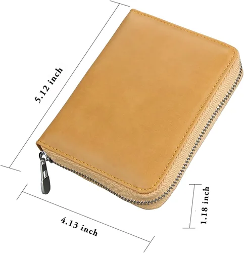 Miniatura 10 de boshiho Cartera con bloqueo RFID de 24 ranuras para tarjetas de crédito, de piel auténtica, organizador de múltiples tarjetas, con cremallera