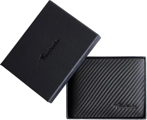Miniatura 8 de Travelambo Cartera de cuero genuino con bloqueo RFID para hombre, billetera plegable clásica