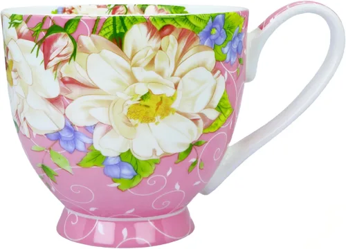 Miniatura 16 de Tazas de café de porcelana de hueso de 16oz para mujeres Tazas Flora Tazas de café y té Novedades Tazas de café para regalar a mujeres, mamá, amigas