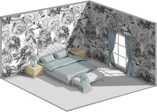 Miniatura 22 de Papel tapiz floral de peonía negra para dormitorio, flores botánicas moradas, hojas murales para sala de estar, fondo de TV, mural grande