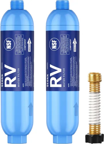 Stokk - Filtro de agua para RV con protector de manguera flexible, certificado NSF, filtro de manguera de agua en línea para jardín, autocaravana y