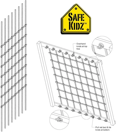 Miniatura 2 de Red de escalada de carga XL, escalera de cuerda 100% poliéster, 108 pulgadas de largo x 70 pulgadas de ancho + broca e instrucciones