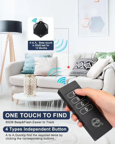 Miniatura 2 de Elecpow Localizador de llaves con sonido, 85 dB+Rf buscador remoto con 164 pies. Buscador de control remoto de TV inalámbrico para llaves, cartera