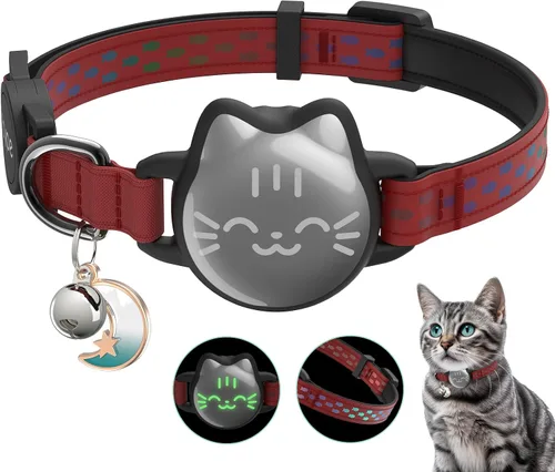 Miniatura 11 de AirTag - Collar de gato reflectante compatible con Apple AirTag de 1ª y 2ª generación, soporte oculto con campana, correa ligera resistente al agua