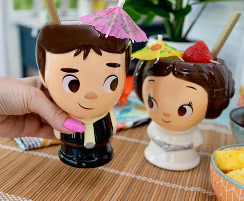 Miniatura 4 de Cupful of Cute Star Wars Han Solo and Princess Leia tazas de cerámica de 16 onzas, juego de 2 vasos de cóctel para el hogar, tazas de café