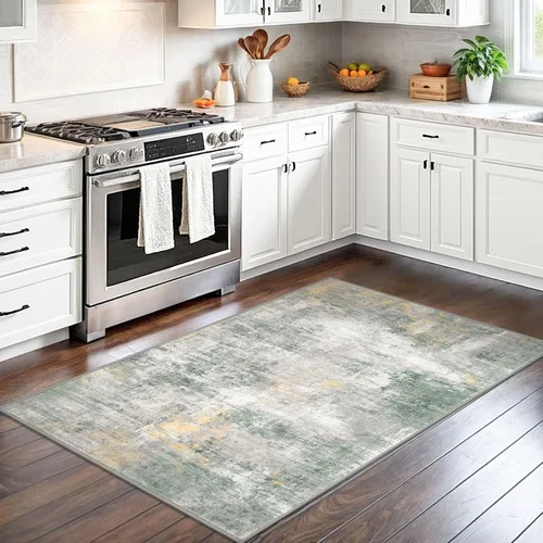 Miniatura 221 de IOHOUZE Alfombra abstracta lavable de 3 x 12 pies para pasillos, antideslizante para cocina, camino de entrada de lana sintética para interiores