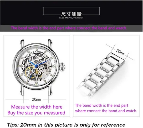 Miniatura 8 de DAHASE Correa de reloj de acero inoxidable con extremo recto curvo 2 en 1, 12, 14, 15, 16, 17, 18, 19, 20, 21, 22, 23, 24, 1.024 in, correa