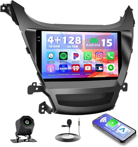 Miniatura 3 de Hikity 4+64G Android 15 Estéreo de coche para Hyundai Elantra 2014-2016, radio de pantalla táctil de 9 pulgadas con CarPlay, Android Auto