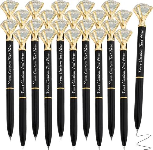 Miniatura 38 de Bolígrafo de diamante personalizado, bolígrafos de cristal personalizados en negro con nombre y texto, gemas personalizadas, 1 unidad, regalo
