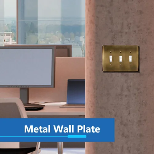 Miniatura 2 de LIDER Placa de Pared Metálica para Interruptor de Luz de Palanca, Cubierta de Interruptor de Acero Inoxidable, Resistente a la Corrosión