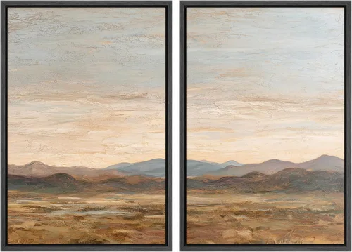 Miniatura 9 de SIGNWIN Lienzo enmarcado para pared, juego de arte sereno de paisaje de pantanos, ilustración rústica, arte moderno, minimalismo, decorativo