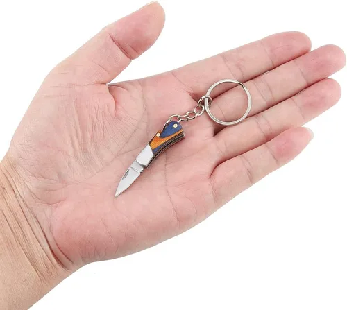 Miniatura 4 de Luvbestaken - 2 cuchillos de bolsillo pequeños, mini cuchillo para llavero, cuchillo de acero inoxidable EDC, cuchillo plegable con mango de madera