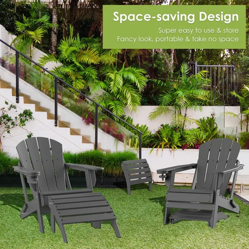 Miniatura 4 de GREENVINES Adirondack-Ottoman Plástico HDPE Reposapiés para exteriores Todo tipo de clima Reposapiés Taburete para pies Gris