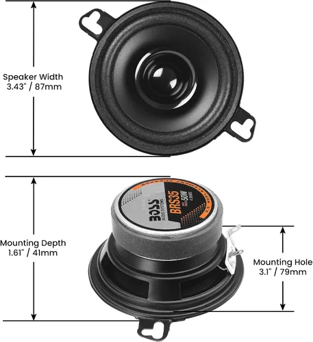 Miniatura 6 de BOSS Audio Systems BRS35 - Altavoz de reemplazo para puerta de coche de 3.5 pulgadas, 50 vatios máximo, se vende individualmente