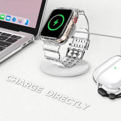 Miniatura 5 de DABAOZA - Correa compatible con Apple Watch de 49 mm, 46 mm, 45 mm, 44 mm, 42 mm, 41 mm, 40 mm, 38 mm, con protector, correa de TPU brillante