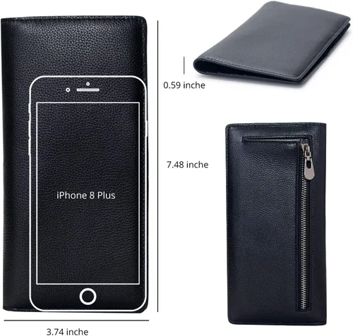 Miniatura 5 de Bveyzi Billeteras de cuero ultrafino con bloqueo RFID para tarjetas de crédito, billetera plegable para mujer