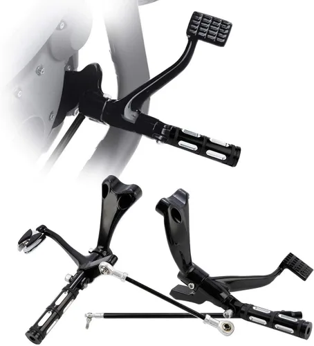Miniatura 21 de TCT-MOTORPARTS Kit completo de controles delanteros con pedales y estriberas con palancas y varillas para Harley Sportster XL883 XL1200 1991-2003
