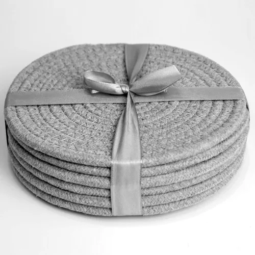Miniatura 5 de Juego de salvamanteles de 100% algodón puro, juego de soportes para ollas calientes (juego de 6) elegantes posavasos, almohadillas calientes