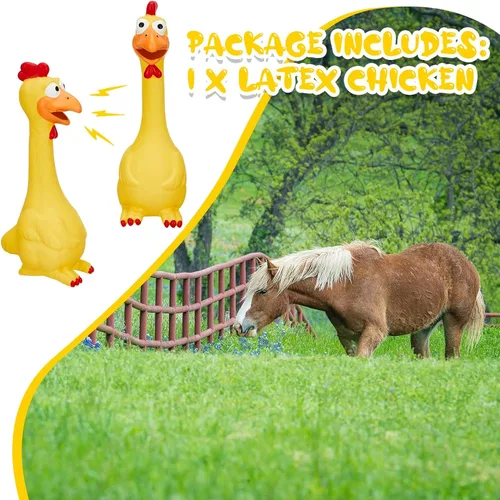 Miniatura 3 de Hungdao 1 pieza de juguetes de caballo de látex chirriante de pollo chirriante de pavo bolas para jugar falsos juguetes de pollo gritando