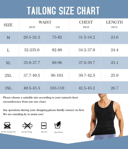 Miniatura 6 de TAILONG Camisas de compresión de ginecomastia para hombre, fajas moldeadoras para adelgazar el cuerpo, chaleco sin mangas, fajas para hombres