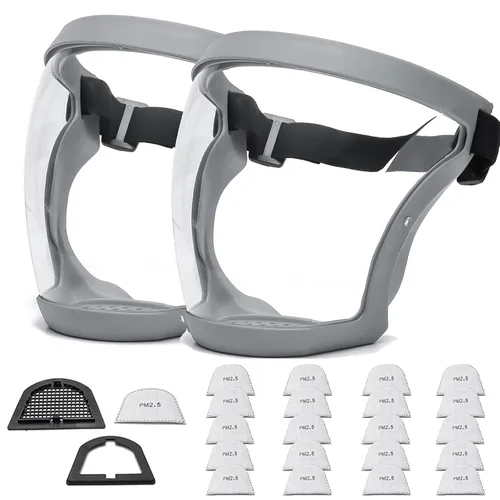 Miniatura 25 de Anti-niebla de cara completa Escudos activos Protección expresión visible transparente transpirable cómodo adultos reutilizable (negro, 5PCS)