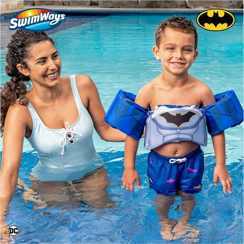 Miniatura 2 de SwimWays DC Batman - Entrenador de natación, chaleco salvavidas aprobado por la Guardia Costera de Estados Unidos, chaleco de natación para niños