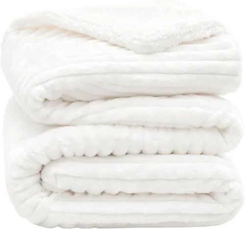 Miniatura 13 de INFIIXSO Manta de forro polar Sherpa tamaño Queen – Forro polar a rayas súper suave y cálido, acogedora manta de cama grande de felpa mullida