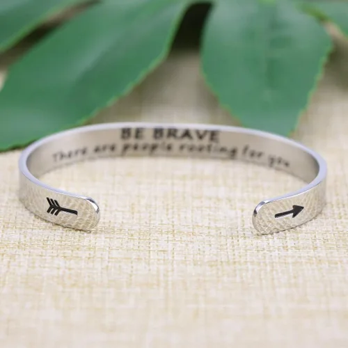 Miniatura 3 de JoycuFF Pulseras de acero inoxidable para mujer, con frase inspiradoramantra (en inglés) oculta, un regalo para mostrarle tu apoyo a tus amigas
