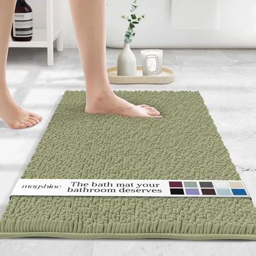 MAYSHINE Alfombra de Baño de Chenilla Afelpada y Peluda | Extra Suave, Súper Absorbente, Alfombra de Baño Antideslizante | Microfibra Esponjosa,