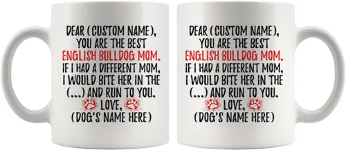 Miniatura 5 de Taza personalizada con diseño de bulldog inglés para mamá, bulldog británico, taza de mamá de perro bulldog inglés, regalo del dueño de bulldog