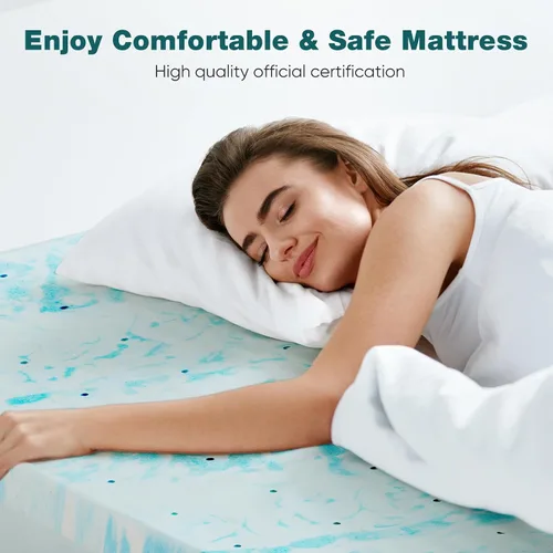 Miniatura 8 de Sweetcrispy Cubrecolchón Queen de espuma viscoelástica de 2 pulgadas de grosor con infusión de gel para cama tamaño Queen, sofá cama, caravana
