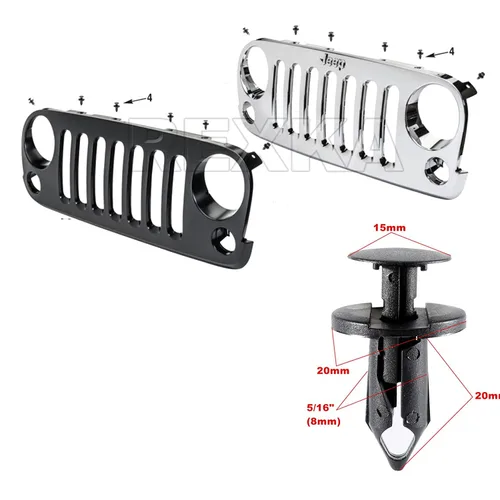 Miniatura 5 de Rexka Kit de Hardware de 60 piezas para Fender y Protector de Parrilla para Jeep Wrangler JK y Unlimited 2007-2018 JK 68039280AA 6030441 6506007AA