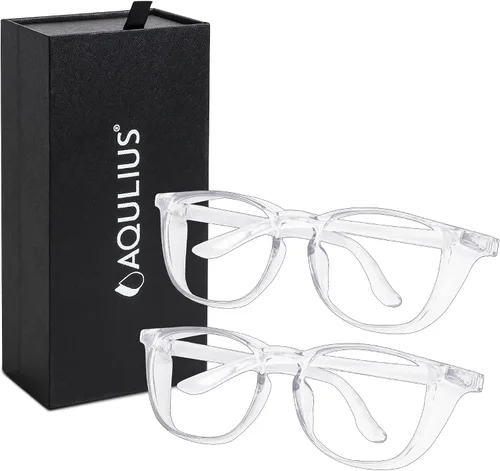 Aqulius 2 Pack Stylish Safety Glasses Goggles, Scratch Resistant, Safety Glasses for Women, Blue Light, Glasses for Nurses TRANSPARENTE/TRANSPARENTE