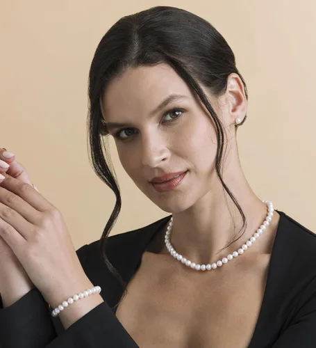 Miniatura 13 de The Pearl Source Real Pearl Necklace for Women with AAA+ Quality Round White Freshwater Genuine Cultured Pearls Pearl Strand with 14K Gold Plated