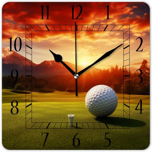 Miniatura 7 de Reloj de pared decorativo de 10 pulgadas, silencioso, cuadrado, para el hogar, sala de estar, cocina, bosque de otoño, hojas rojas brillantes, cielo