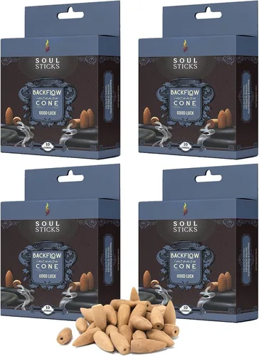 Miniatura 21 de Soul Sticks Conos de incienso de reflujo – 40 conos orgánicos hechos a mano para quemador de cascada Paquete de 4 aromas aromáticos de larga Go