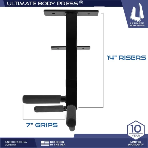 Miniatura 4 de Ceiling Mount Pull Up Bar with Reversible Risers for 16 and 24 Inch Joists with Optimum Grip Spacing by Ultimate Body Press