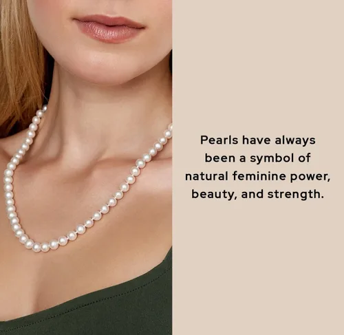 Miniatura 3 de The Pearl Source Akoya - Collar de perlas japonesas blancas para mujer, collar de perlas de oro de 14 quilates, collar de perlas de 18 pulgadas