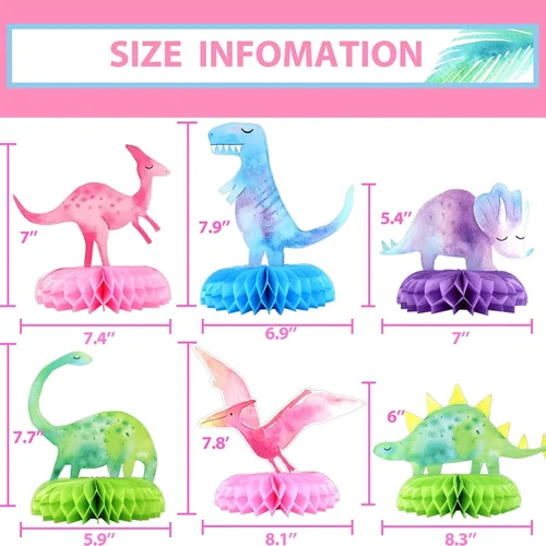 Miniatura 2 de Centros de mesa de dinosaurio para baby shower, 12 piezas de centros de mesa de nido de abeja de dinosaurio para decoraciones, decoración de mesa