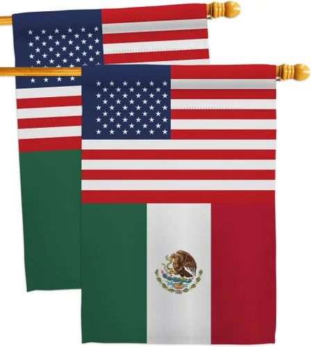 Banderas de la casa de la amistad de México Estados Unidos de la nacionalidad de México Estados Unidos, paquete de 2 unidades de Nación Regional
