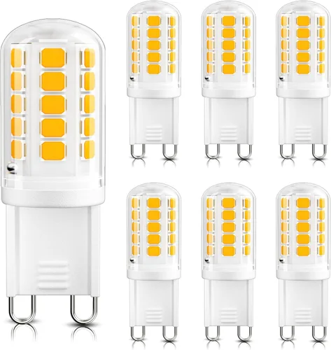 DiCUNO Bombilla LED G9, 2700 K, luz blanca cálida suave, bombillas LED G9 de 4 W, equivalente a halógeno de 40 W, no regulable, 400 LM, base bipin